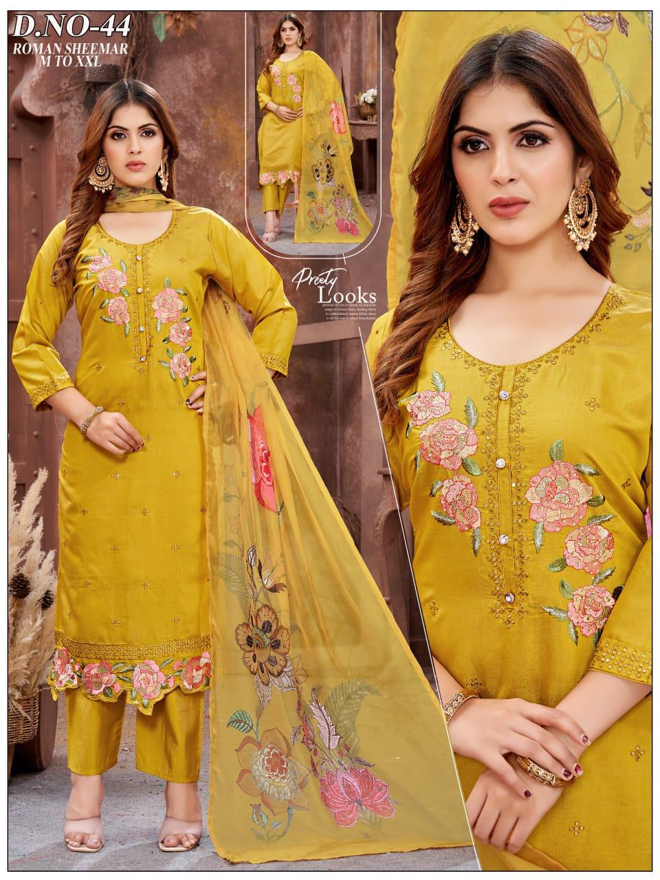Roman Sheemar Embroidered Kurta Set with Digital Dupatta